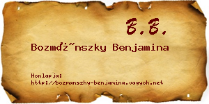 Bozmánszky Benjamina névjegykártya